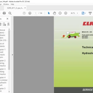 CLAAS MEGA 370 - 350 Hydraulic Systems &Technical Service Manual - PDF DOWNLOAD